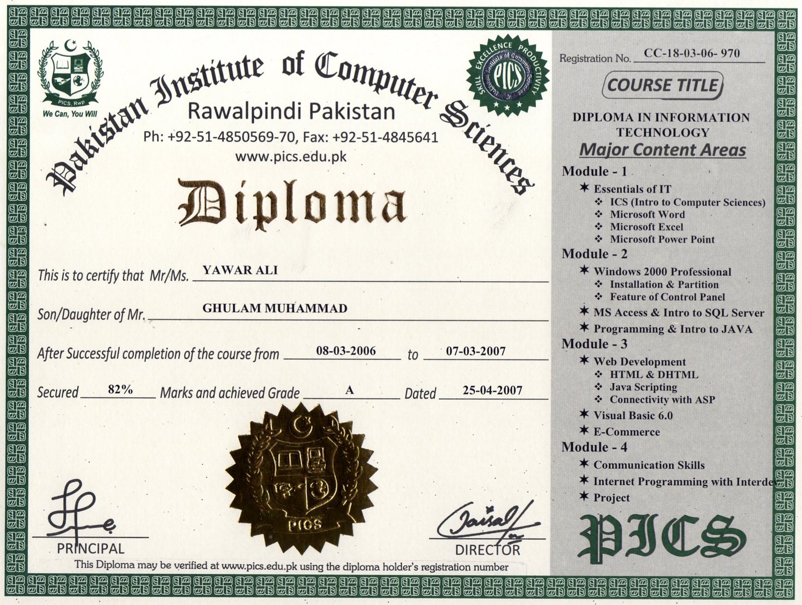 Sample Diploma Certificate